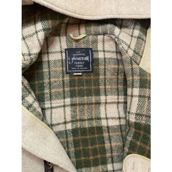 VTG Gloverall Wool Duffle Coat Tartan Lined Jacket Camel Size 42L Horn Toggle - Picture 5 of 9